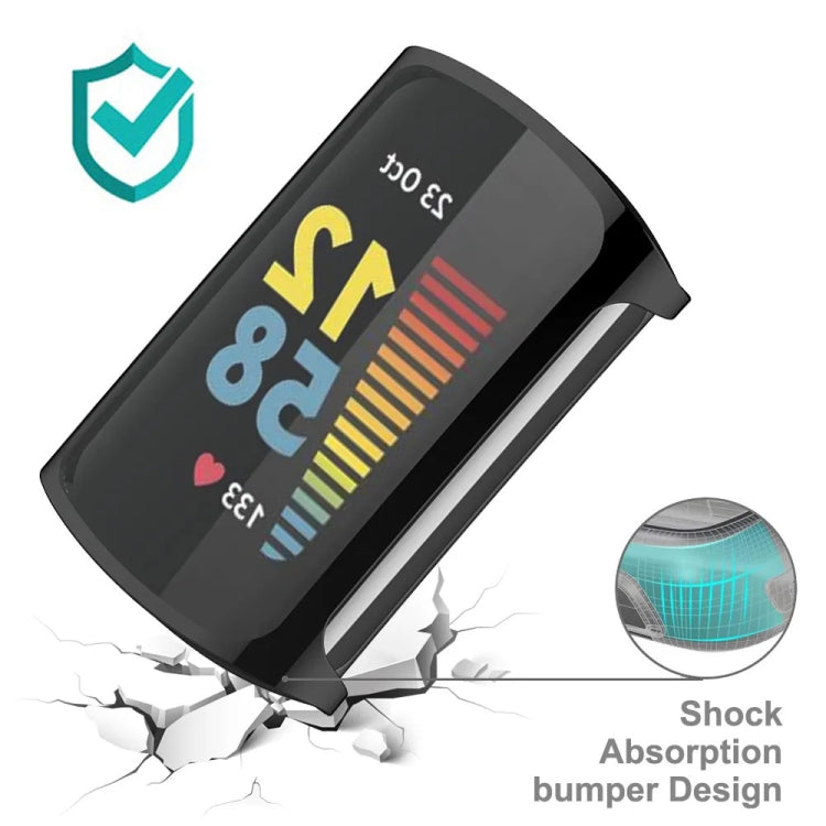 For Fitbit Charge 6 / 5 TPU Shell + Film Integrated Watch Protective Case(Transparent)