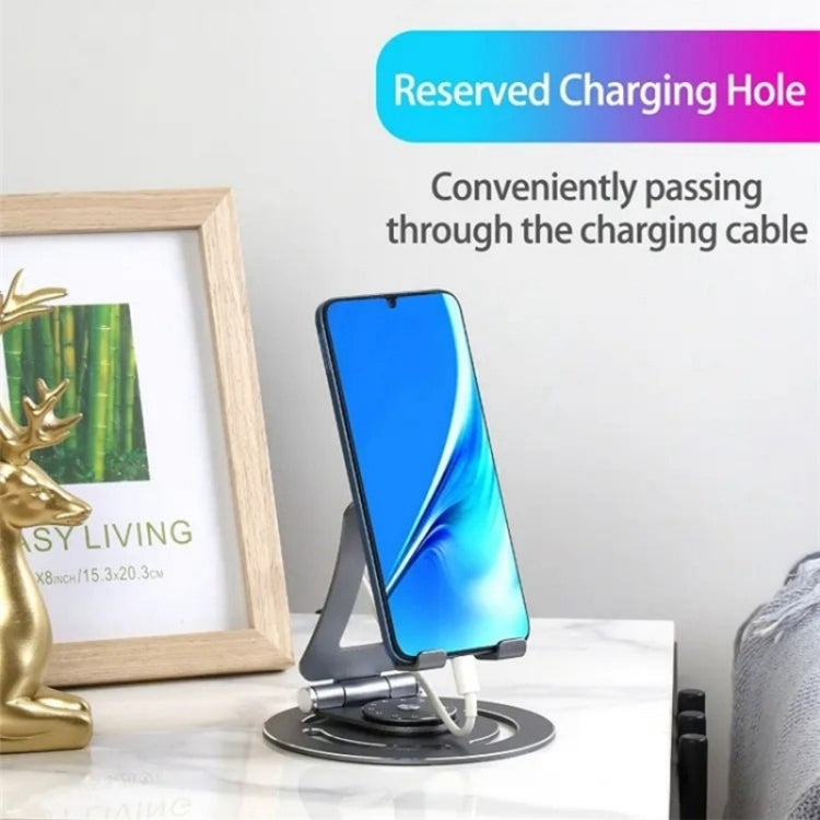 G60 Portable Folding 360-Degree Rotating Desktop Phone Tablet Holder(Black)
