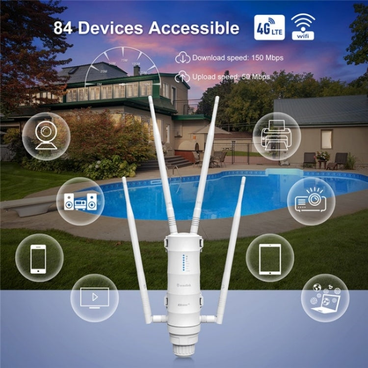 WAVLINK WN572HE4D AC1200 4G LTE WiFi Dual Band 4 Detachable Antennas Router, Plug:US Plug