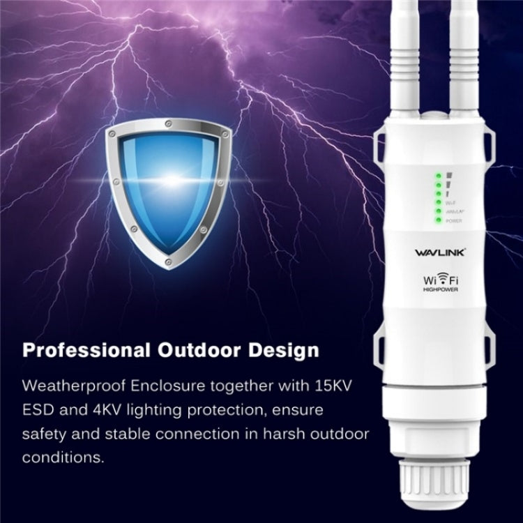 WAVLINK WN570HN2 With PoE Powered WAN/ AP / Repeater Mode 300Mbps Outdoor Router, Plug:US Plug