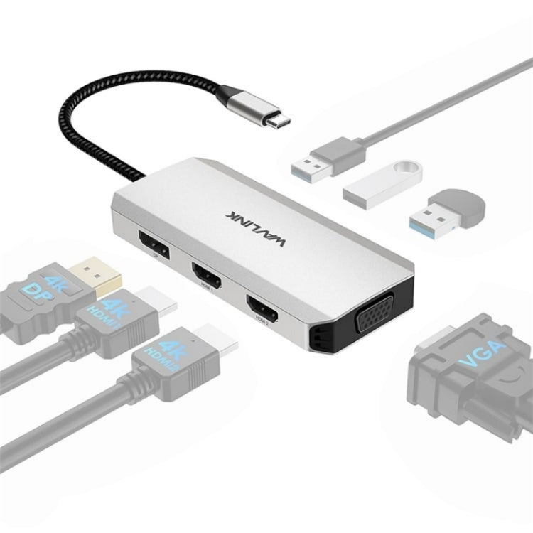WAVLINK UMD304 Converter USB-C to Dual HD 4K 60Hz HUB 7-in-1 Laptop Docking Station