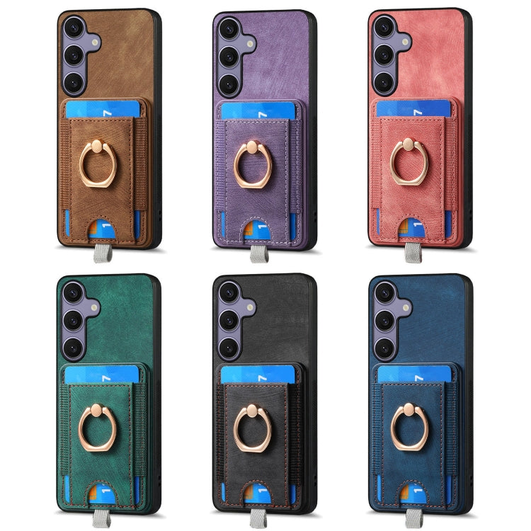 For Samsung Galaxy S25 Ultra 5G Retro Splitable Magnetic Card Bag Leather Phone Case(Pink)