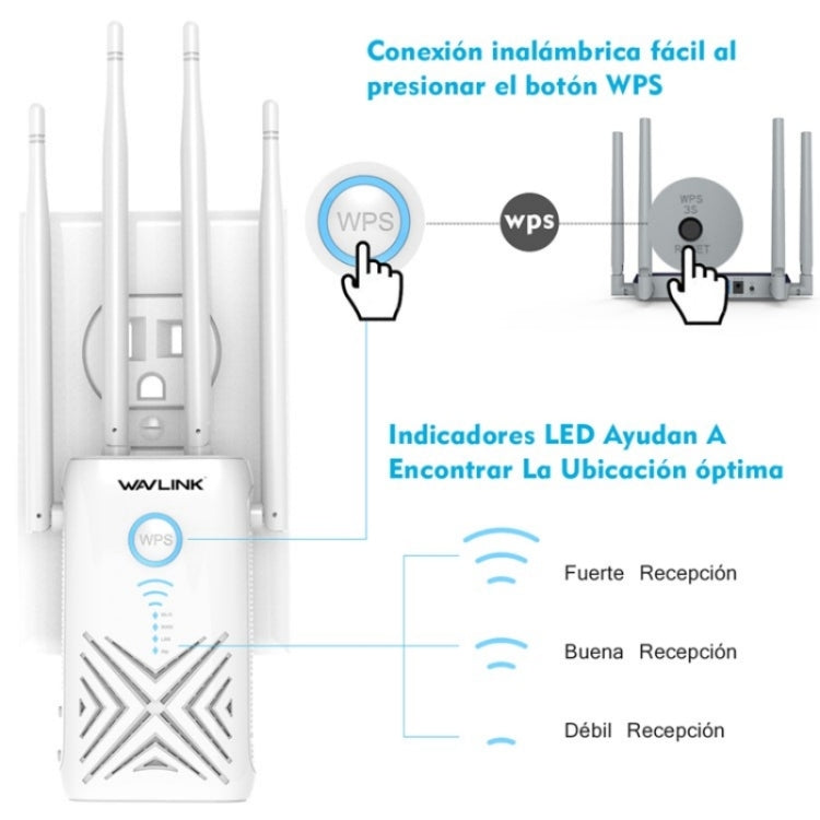 WAVLINK WN579X3 With 5dBi Antennas AC1200 Wireless Router 2.4G / 5G Dual Band WiFi Repeater, Plug:US Plug - free shipping - PMC Jewellery - Order now!
