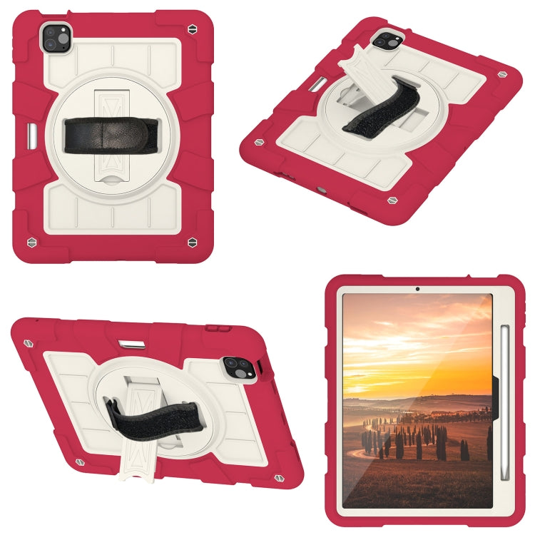 For iPad Air 11 2025 / 2024 Silicone Hybrid PC Shockproof Tablet Case with Shoulder Strap(Feifan Magenta)