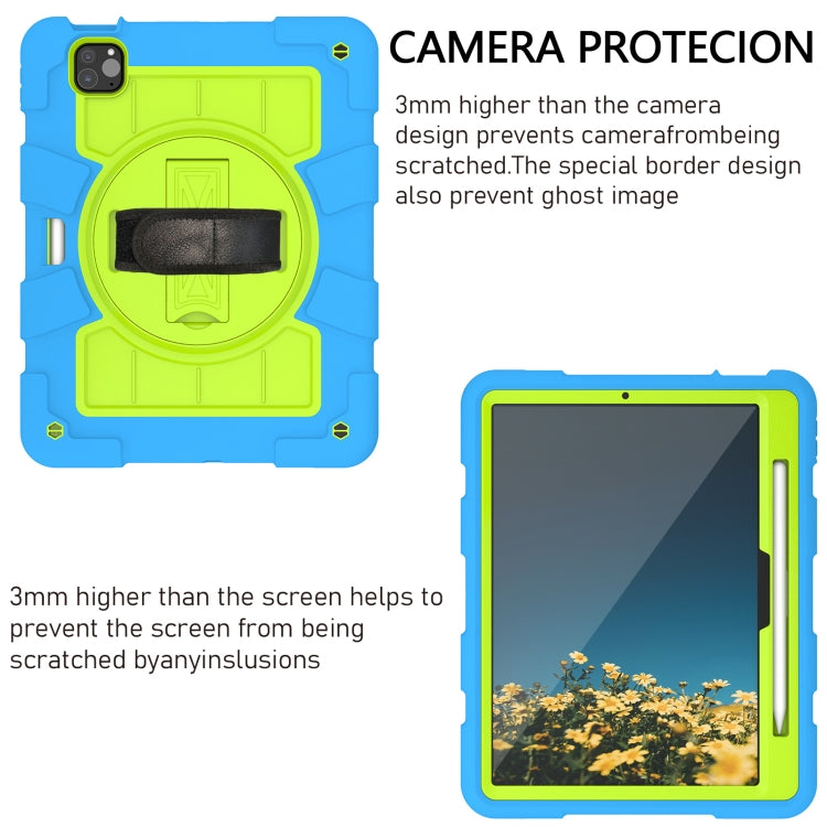 For iPad Air 11 2024 Silicone Hybrid PC Shockproof Tablet Case with Shoulder Strap(Bluish-Green)