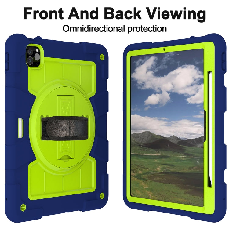 For iPad Pro 11 2024 Silicone Hybrid PC Shockproof Tablet Case with Shoulder Strap(Tibetan Turquoise)