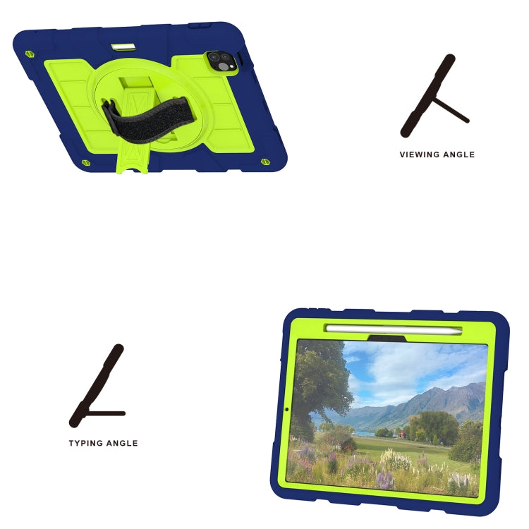 For iPad Pro 11 2024 Silicone Hybrid PC Shockproof Tablet Case with Shoulder Strap(Tibetan Turquoise)