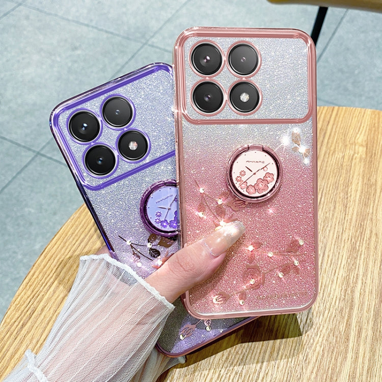 For Xiaomi Redmi K70 Gradient Glitter Immortal Flower Ring All-inclusive Phone Case(Purple)