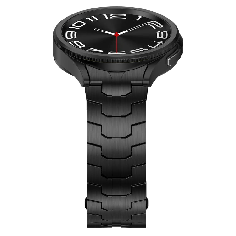 For Samsung Galaxy Watch 4 Classic 42 / 46mm Lron Man Curved Connection Stainless Steel Watch Band(Black)