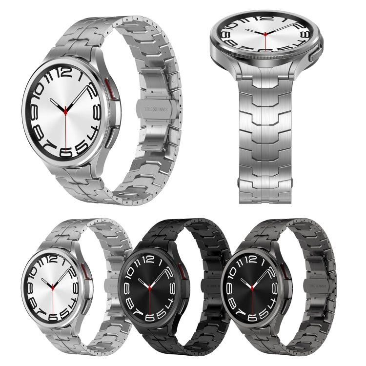 For Samsung Galaxy Watch 5 40 / 44mm Lron Man Curved Connection Stainless Steel Watch Band(Black)