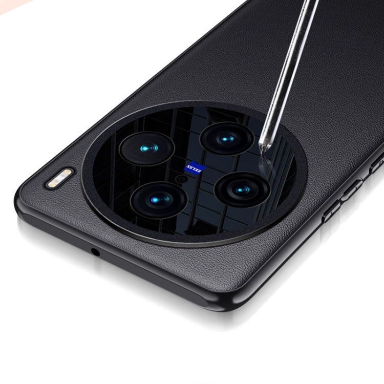 For vivo X100 Pro Plain-leather All-inclusive Shockproof Phone Case(Black) - X100 Pro Cases by PMC TechLife | Online Shopping South Africa | PMC TechLife