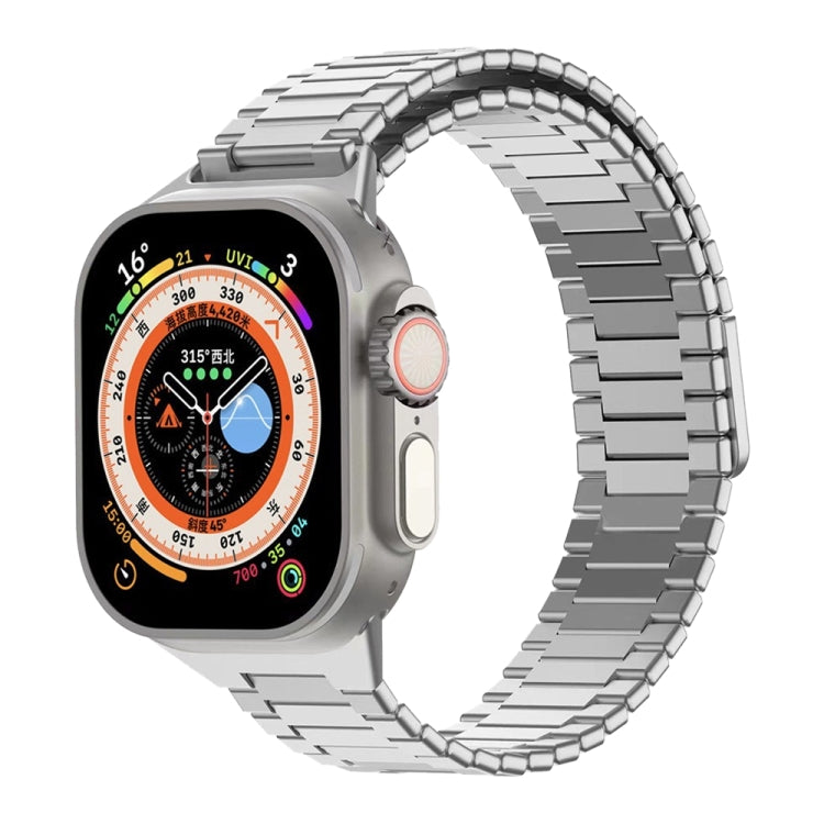 For Apple Watch Ultra 49mm Bamboo Magnetic Stainless Steel Metal Watch Strap(Silver)