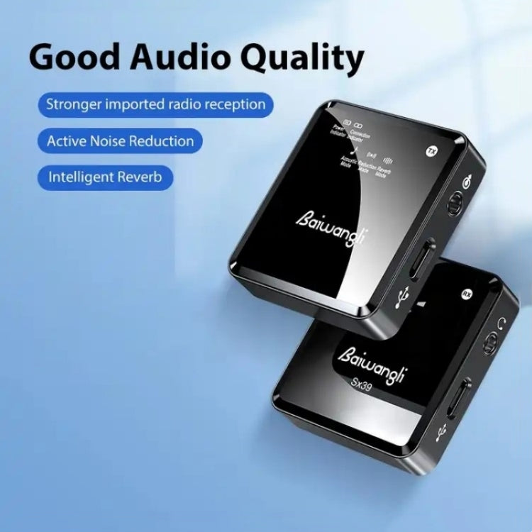 SX39 For iPhone Lavalier Wireless Noise Reduction Microphone with Dual Transmitter + Receiver