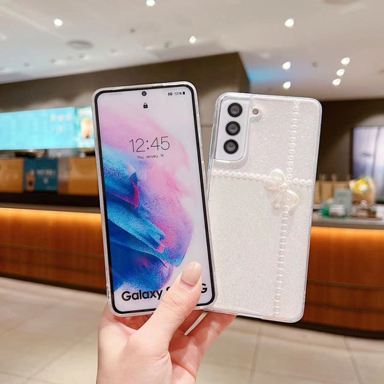 For Samsung Galaxy S25 5G Pearl Bow Glitter Epoxy TPU Phone Case(Three Knots)
