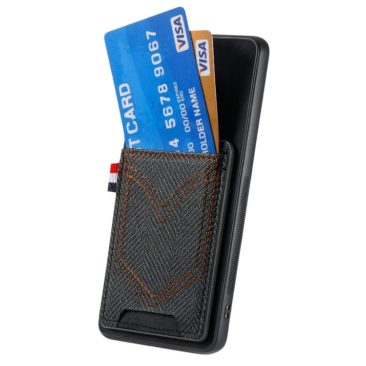 For Samsung Galaxy S25 Ultra 5G Denim Texture Leather Skin Phone Case with Card Slot(Black)