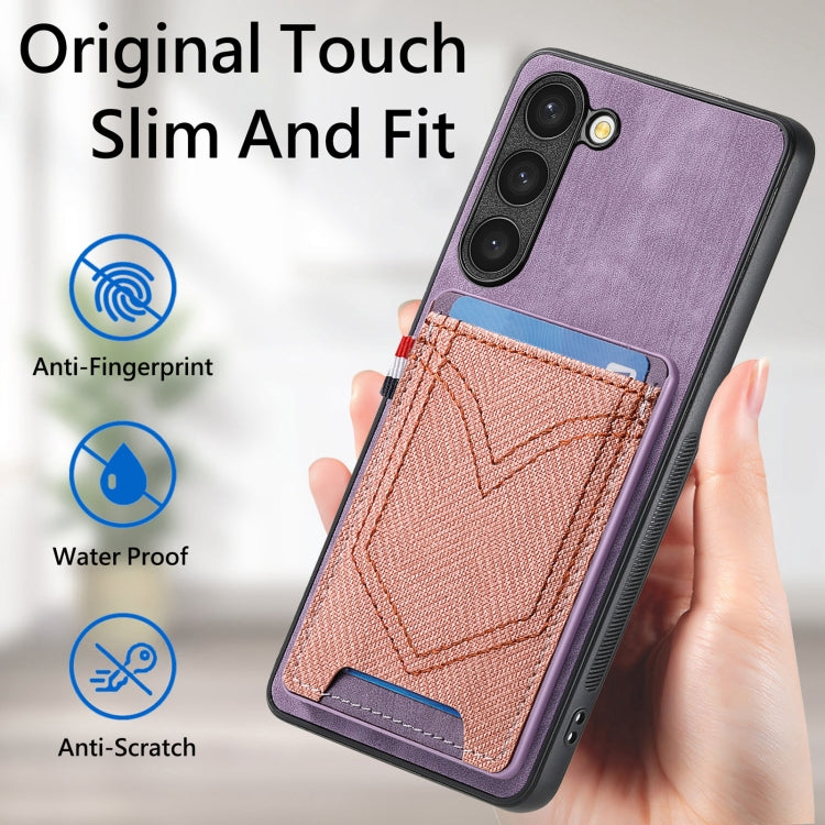 For Samsung Galaxy S25 Ultra 5G Denim Texture Leather Skin Phone Case with Card Slot(Purple)
