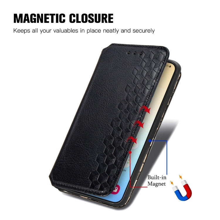 For Samsung Galaxy S25 5G Cubic Grid Pressed Magnetic Leather Phone Case(Black)