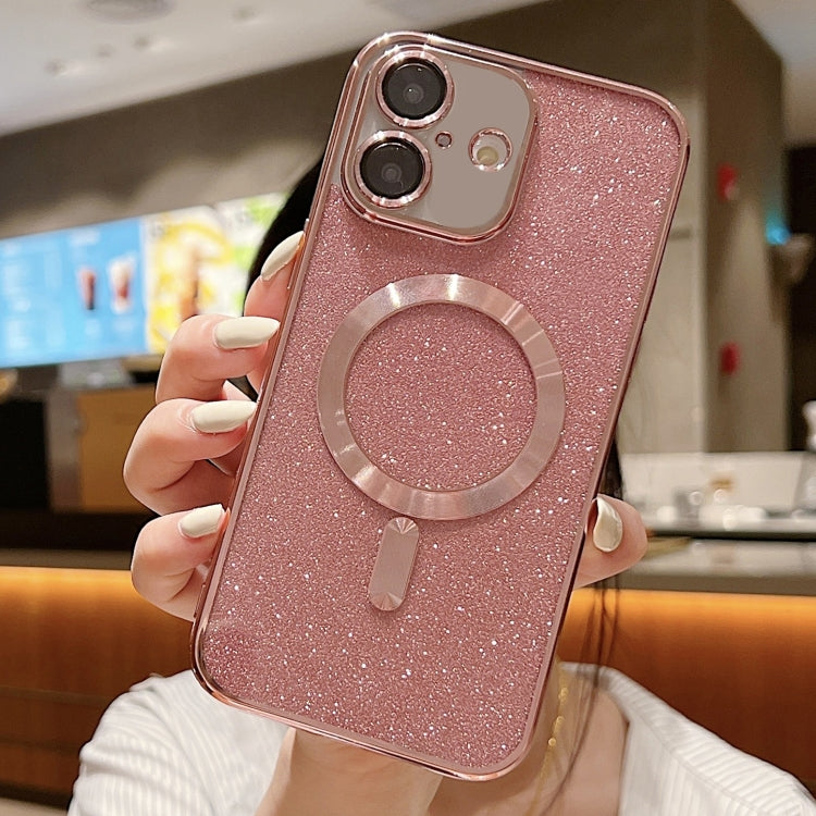 For iPhone 16 Glitter Electroplating MagSafe TPU Phone Case(Rose Gold)