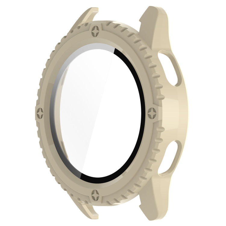 For Xiaomi Watch S3 PC + Tempered Film Integrated Watch Protective Case(Beige)