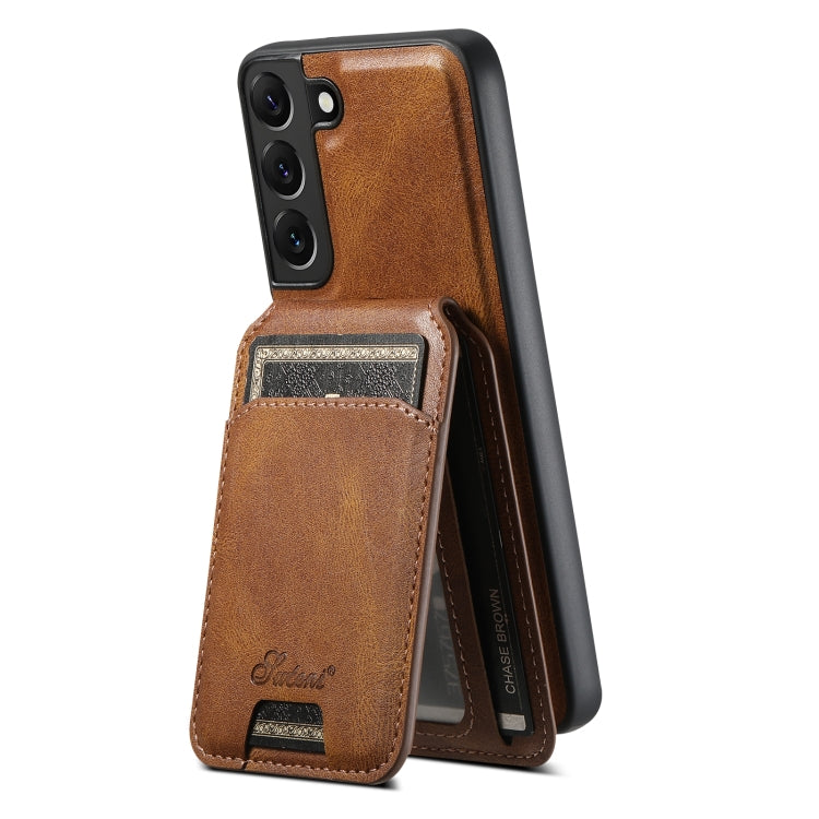 For Samsung Galaxy S22+ 5G Suteni H15 Oil Eax Leather Detachable Wallet Back Phone Case(Brown) - free shipping - PMC Jewellery - Order now!