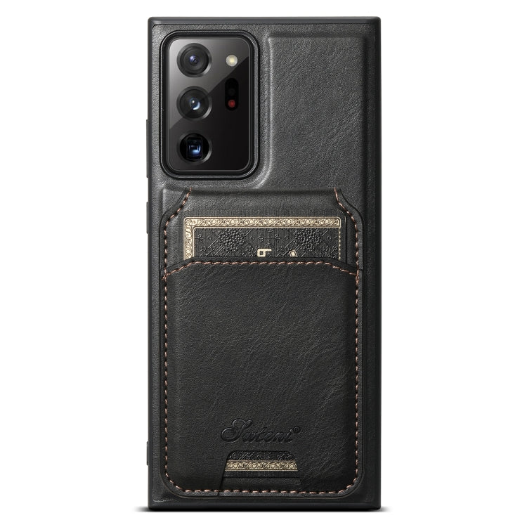 For Samsung Galaxy Note20 5G Suteni H15 Oil Eax Leather Detachable Wallet Back Phone Case(Black)