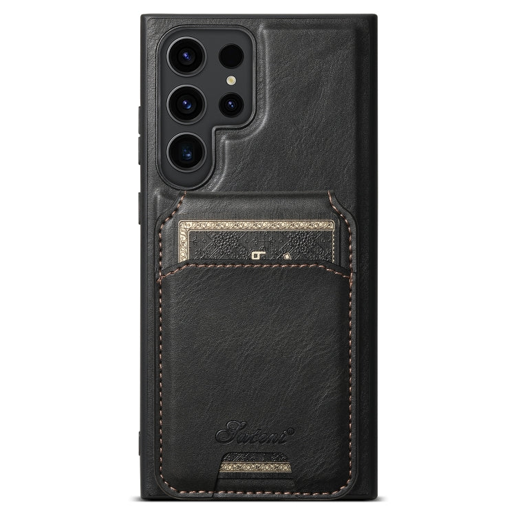 For Samsung Galaxy S24 Ultra 5G Suteni H15 Oil Eax Leather Detachable Wallet Back Phone Case(Black)