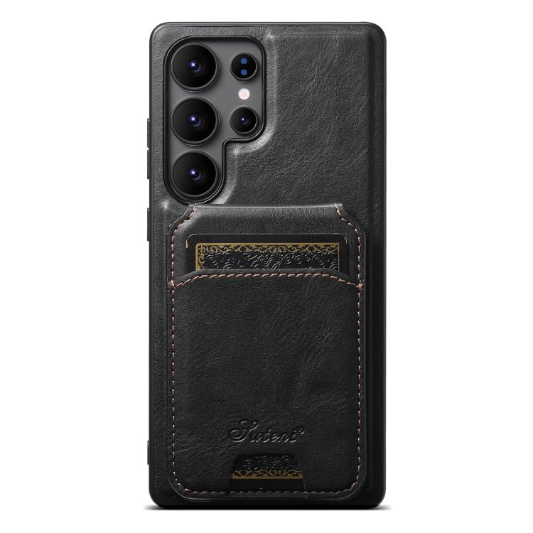 For Samsung Galaxy S25 Ultra 5G Suteni H15 Oil Eax Leather Detachable Wallet Back Phone Case(Black)