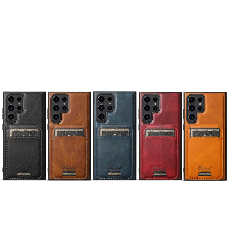 For Samsung Galaxy S22 Ultra 5G Suteni H15 Oil Eax Leather Detachable Wallet Back Phone Case(Red) - Galaxy S22 Ultra 5G Cases by Suteni | Online Shopping South Africa | PMC Jewellery | Buy Now Pay Later Mobicred