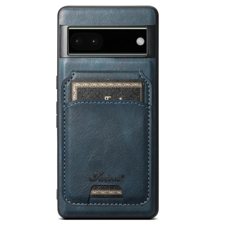 For Google Pixel 6 Pro Suteni H15 Oil Eax Leather Detachable Wallet Back Phone Case(Blue) - Google Cases by Suteni | Online Shopping South Africa | PMC Jewellery | Buy Now Pay Later Mobicred