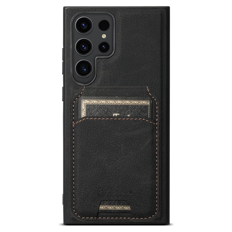 For Samsung Galaxy S24 Ultra 5G Suteni H16 Litchi Texture Leather Detachable Wallet Back Phone Case(Black)