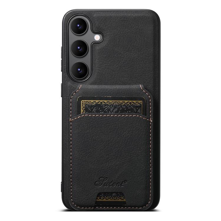 For Samsung Galaxy S25 5G Suteni H16 Litchi Texture Leather Detachable Wallet Back Phone Case(Black)