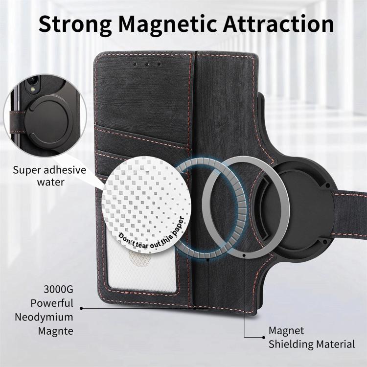 For Samsung Galaxy Z Fold4 Retro MagSafe Magnetic Zipper Wallet Leather Phone Case(Black)