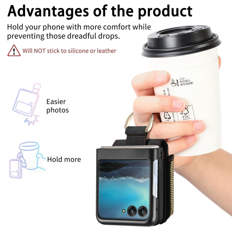 For Motorola Razr 40 Ultra Retro Skin-feel Ring Multi-card Wallet Phone Case(Black)