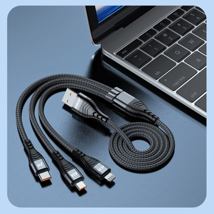 ENKAY 3-in-1 6A USB to Type-C / 8 Pin / Micro USB Multifunction Fast Charging Cable, Cable Length:1m(Black) - free shipping - PMC Jewellery - Order now!