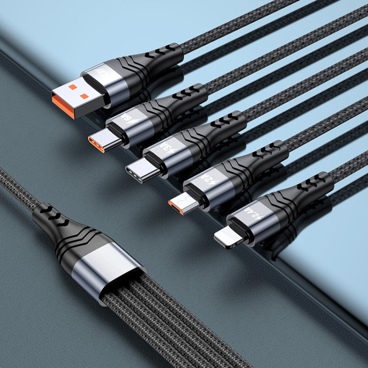 ENKAY 4-in-1 6A USB-A to Type-C / 8 Pin / Micro USB Multifunction Fast Charging Cable, Cable Length:2m(Black)