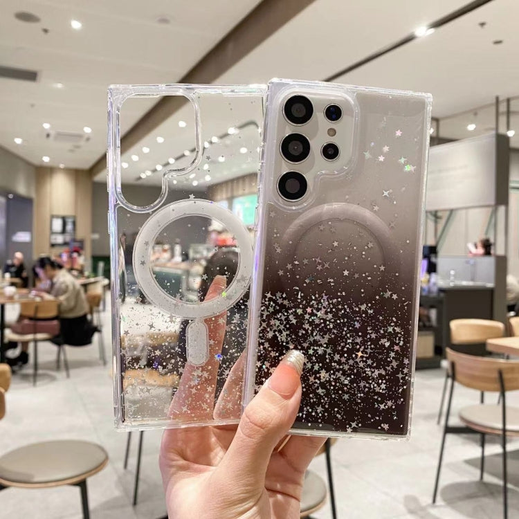 For Samsung Galaxy S22 Ultra 5G MagSafe Glitter Hybrid Clear TPU Phone Case(White)