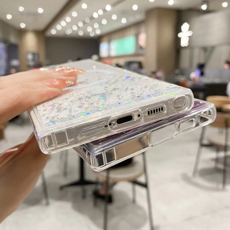 For Samsung Galaxy S22 Ultra 5G MagSafe Glitter Hybrid Clear TPU Phone Case(White)