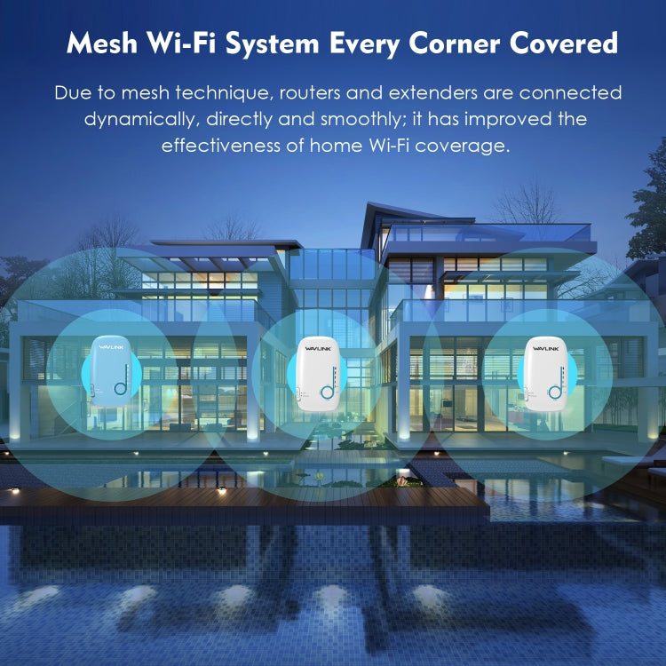 WAVLINK WN576K3 AC1200 Household WiFi Router Network Extender Dual Band Wireless Repeater, Plug:UK Plug