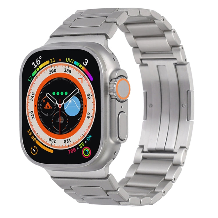 For Apple Watch Series 7 41mm Stainless Steel H-Shaped Fold Buckle Watch Band(Silver)