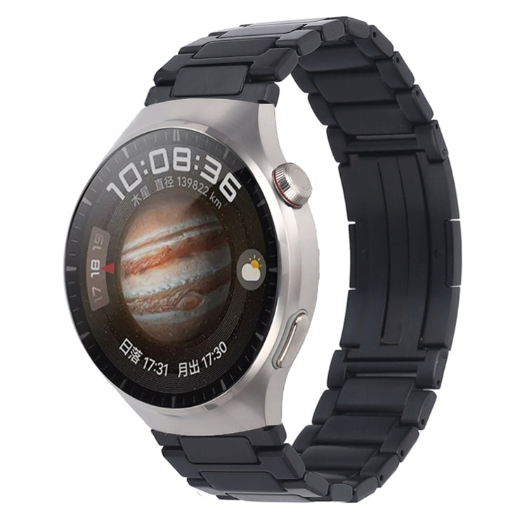 For Huawei Watch 4 / 4 Pro H-Shaped Folding Buckle Stainless Steel Metal Watch Band(Black)