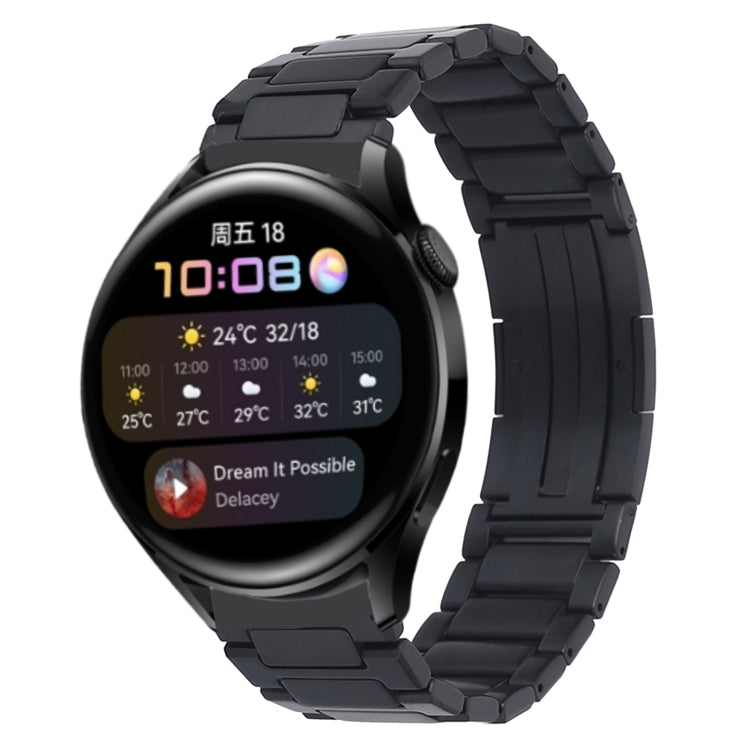 For Huawei Watch3 / Watch3 Pro H-Shaped Folding Buckle Stainless Steel Metal Watch Band(Black)