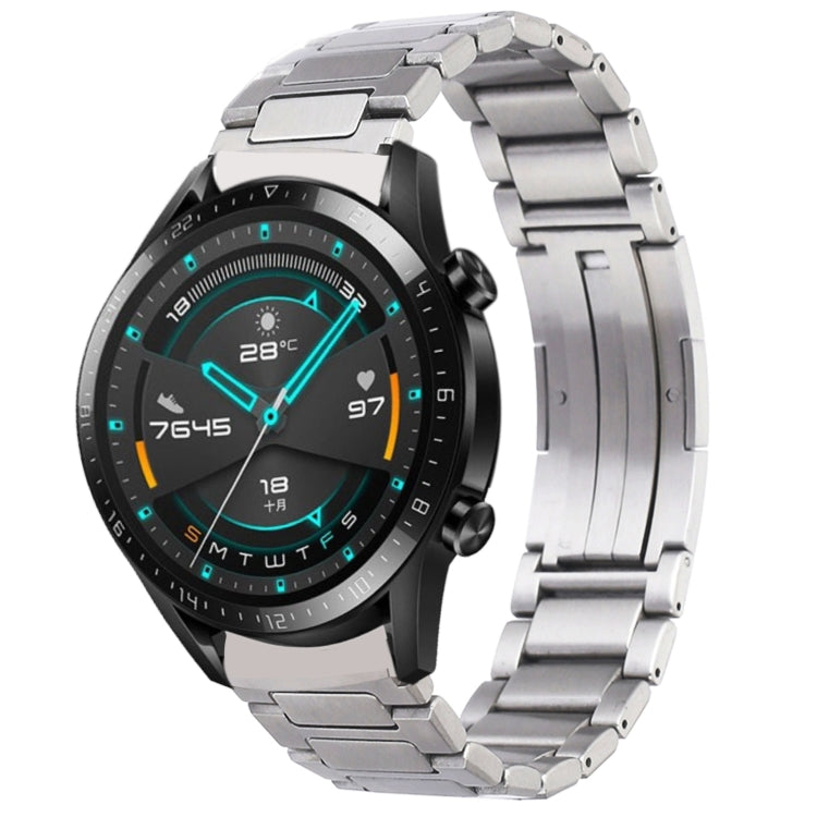 For Huawei Watch GT2 46mm / Watch GT H-Shaped Folding Buckle Stainless Steel Metal Watch Band(Silver)