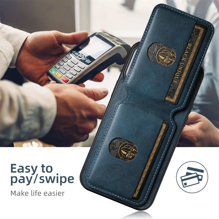 For iPhone 16 Pro Suteni H02 Leather Wallet Stand Back Phone Case(Blue)