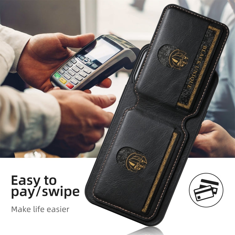 For iPhone 16 Pro Max Suteni H02 Leather Wallet Stand Back Phone Case(Black)