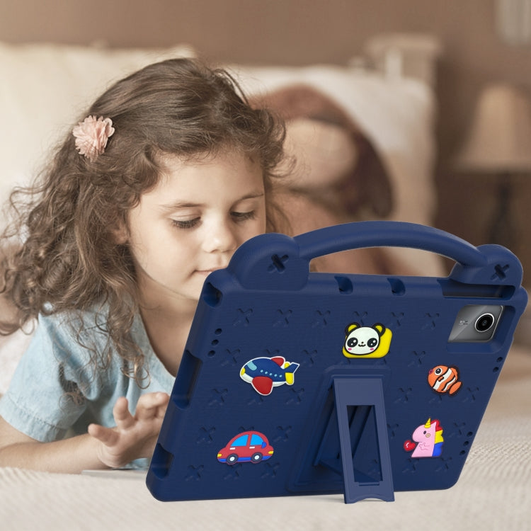 For Lenovo Tab P11 / J606F Handle Kickstand Children EVA Shockproof Tablet Case(Navy Blue)