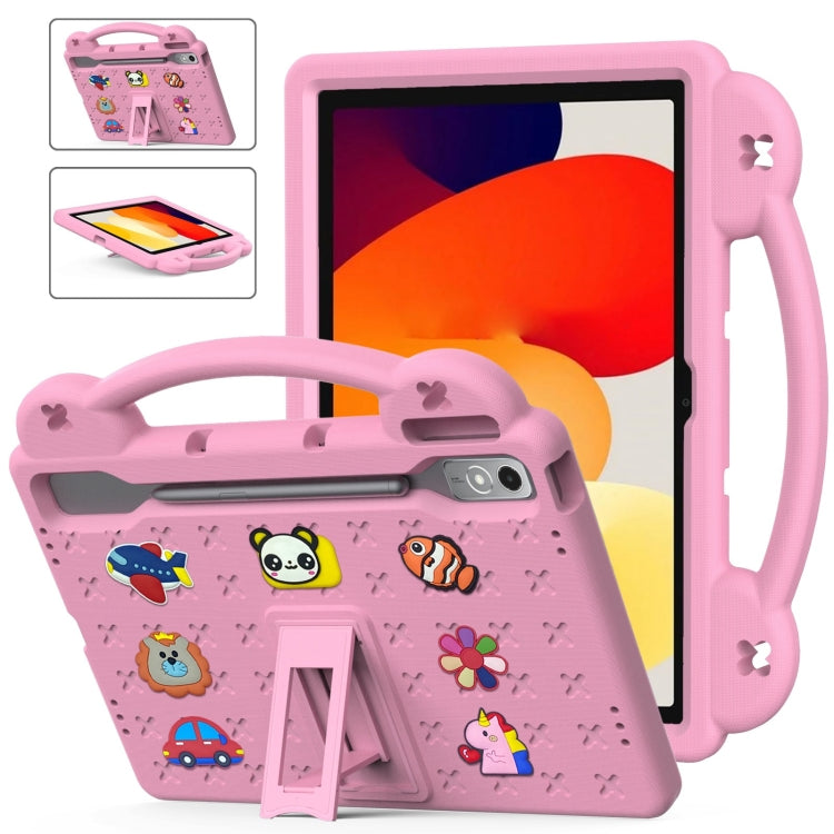 For Lenovo Tab P12 / Xiaoxin Pad Pro 12.7 Handle Kickstand Children EVA Shockproof Tablet Case(Pink)