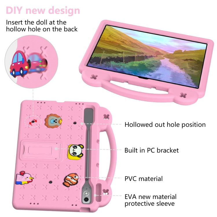 For Lenovo Tab P12 / Xiaoxin Pad Pro 12.7 Handle Kickstand Children EVA Shockproof Tablet Case(Pink)