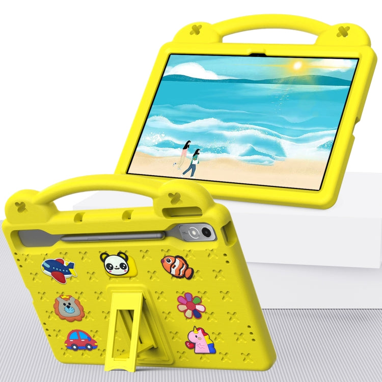 For Lenovo Tab P12 / Xiaoxin Pad Pro 12.7 Handle Kickstand Children EVA Shockproof Tablet Case(Yellow)