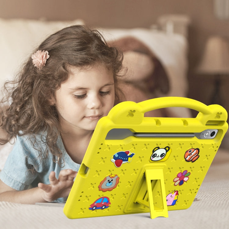 For Lenovo Tab P12 / Xiaoxin Pad Pro 12.7 Handle Kickstand Children EVA Shockproof Tablet Case(Yellow)