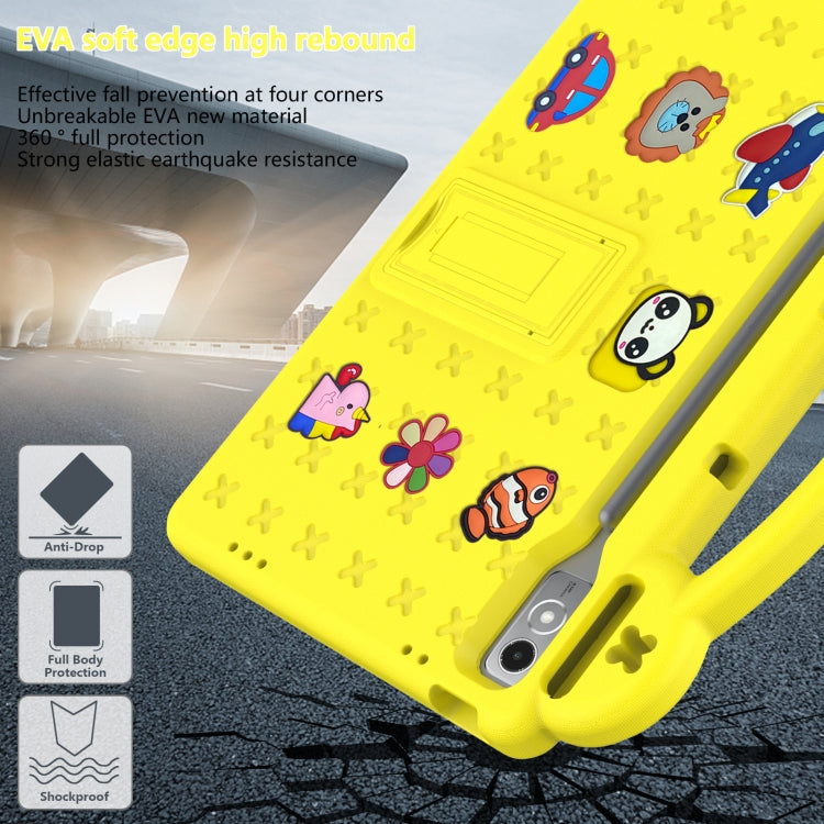 For Lenovo Tab P12 / Xiaoxin Pad Pro 12.7 Handle Kickstand Children EVA Shockproof Tablet Case(Yellow)